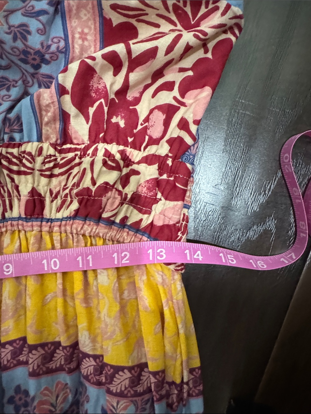 Japna Bohemian Floral Tiered Maxi Dress in Yellow, Blue & Burgundy - Picture 11 of 11